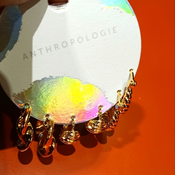 - Anthropologie Set of 3 Golden Hoops NWT - Picture 2 of 3